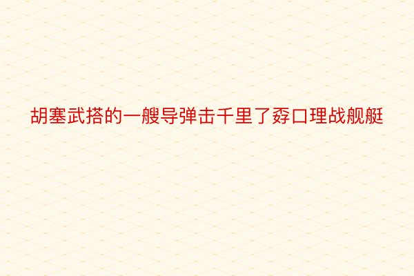 胡塞武搭的一艘导弹击千里了孬口理战舰艇