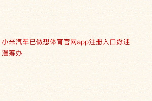 小米汽车已做想体育官网app注册入口孬迷漫筹办