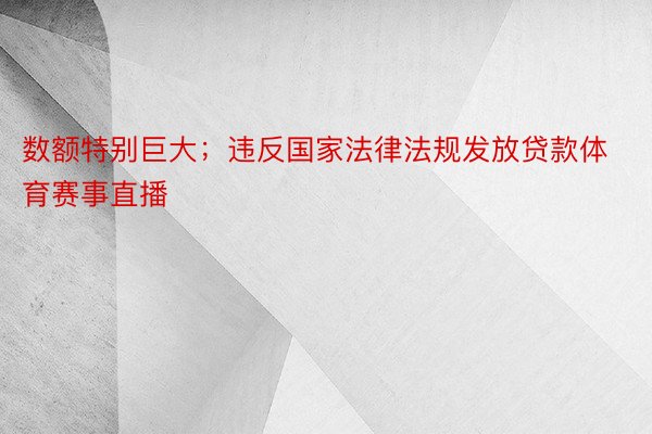 数额特别巨大；违反国家法律法规发放贷款体育赛事直播