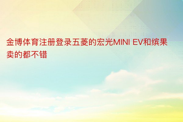 金博体育注册登录五菱的宏光MINI EV和缤果卖的都不错